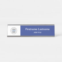 Blau Ihres Logos Modernes Schreibtisch Name Plakat