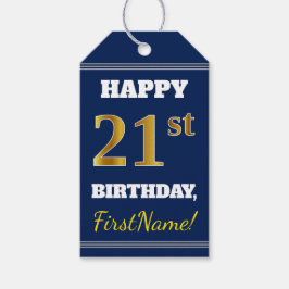 Blau, Imitate Gold 21. Geburtstag + Individuelle N Geschenkanhänger