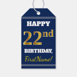 Blau, Imitate Gold 22. Geburtstag + Individuelle N Geschenkanhänger