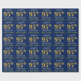 Blau, Imitate Gold "HAPPY 95. BIRTHDAY" Geschenkpapier