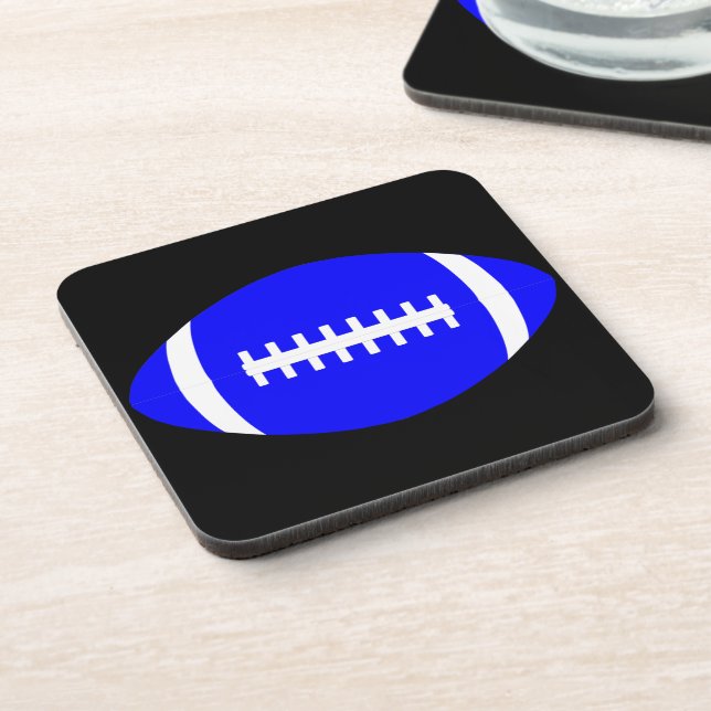 Blau + Jeder farbamerikanische Football Mancave Un Untersetzer (Linke Seite)