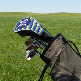 Blau, Kalkgrün und Weiß Mit Monogramm Raute Golf Headcover