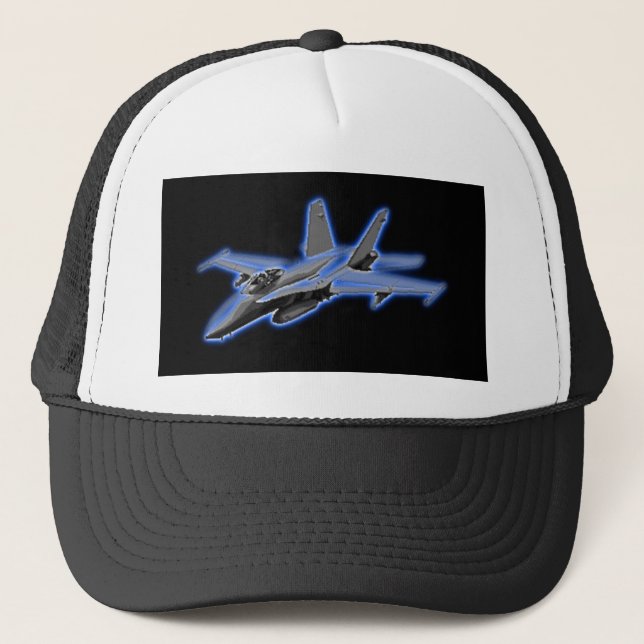 Blau-Kampfflugzeug der Hornissen-F/A-18 Truckerkappe (Vorderseite)