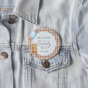 Blau kann frühzeitig abwarten Baby Dusche Big Sist Button