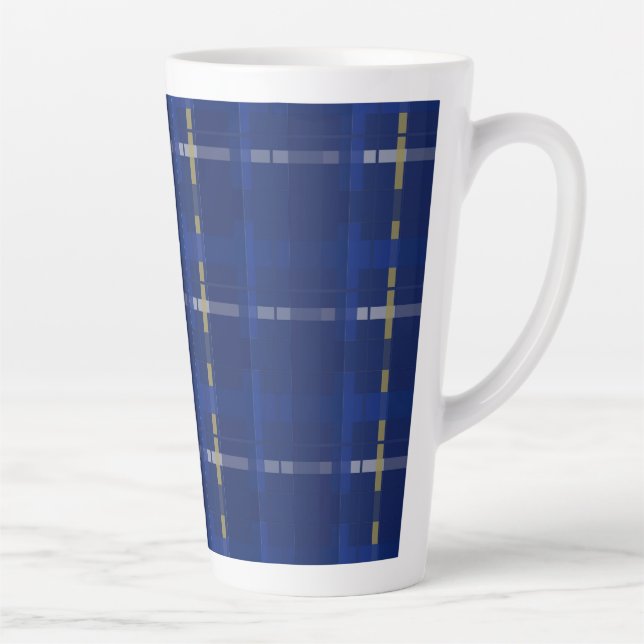 Blau kariert auf Blues, Gold & Silber Milchtasse (Rechts)