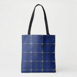Blau kariert auf Blues, Gold & Silber Tasche