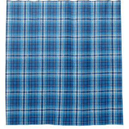 Blau Kariert Duschvorhang