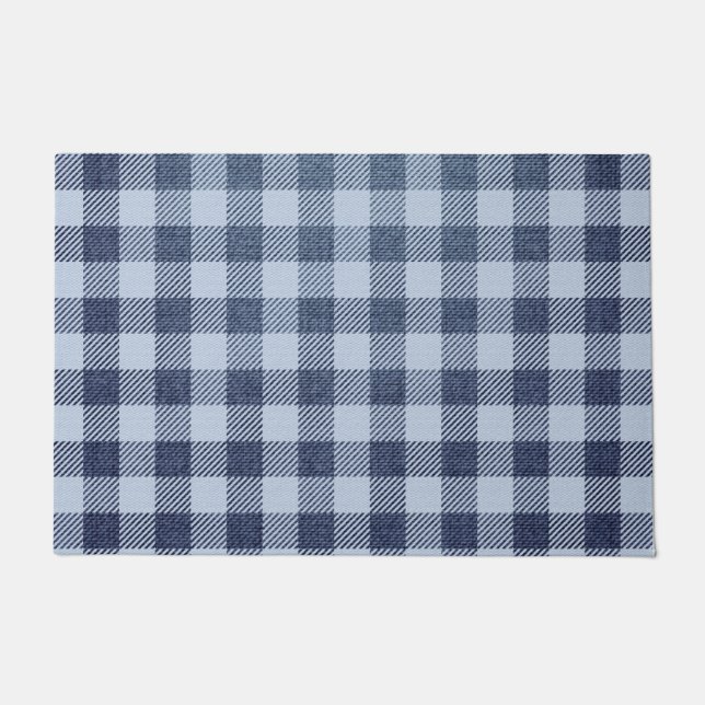 Blau Kariert Fußmatte (Vorderseite)