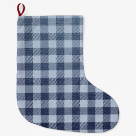 Blau Kariert Großer Weihnachtsstrumpf
