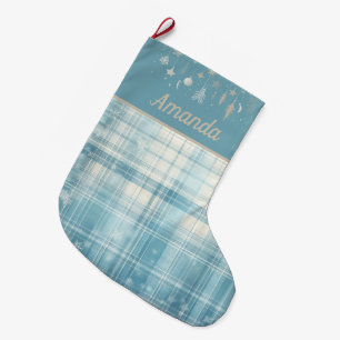 Blau Kariert Großer Weihnachtsstrumpf