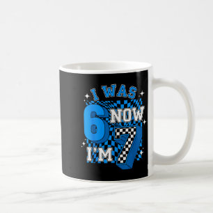 Blau Kariert Ich war 6 Ich bin 7 Lustig 67 Geburts Kaffeetasse