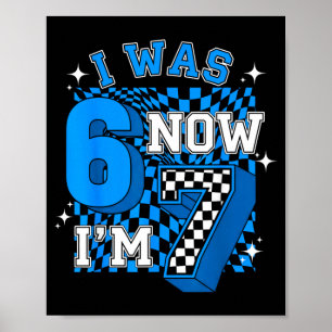 Blau Kariert Ich war 6 Ich bin 7 Lustig 67 Geburts Poster