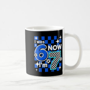 Blau kariert Ich war 6 jetzt bin ich 7 Geburtstag Kaffeetasse
