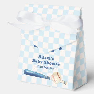 Blau kariert Little Slugger Baseball-Baby-Party Geschenkschachtel