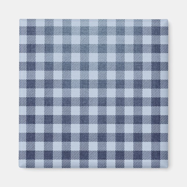 Blau Kariert Magnet (Vorne)