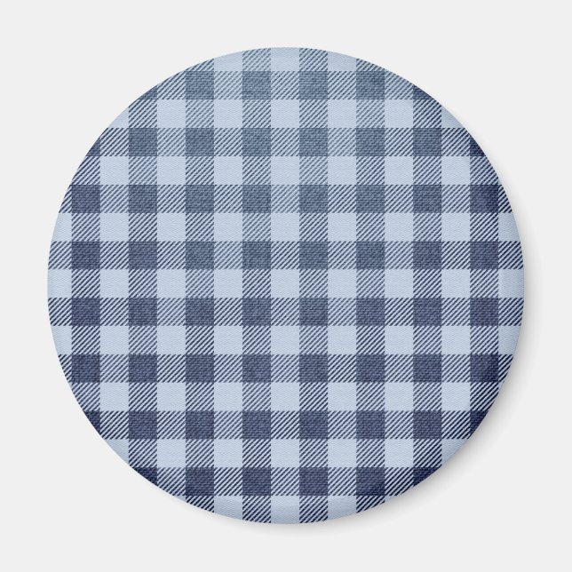 Blau Kariert Magnet (Vorne)
