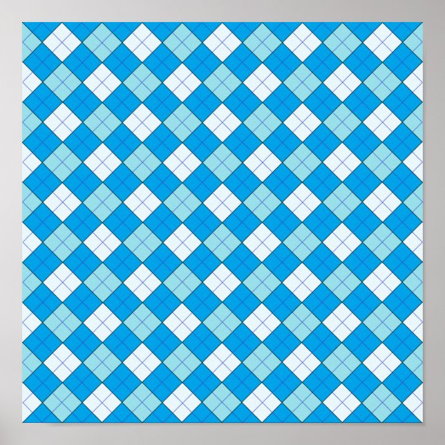 Blau Kariert Poster (Vorne)