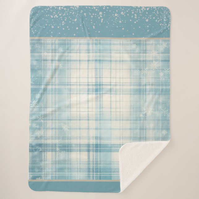 Blau Kariert Sherpadecke (Vorderseite)