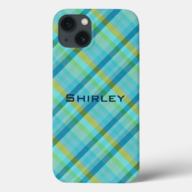 Blau Kariert von Shirley Taylor Case-Mate iPhone Hülle (Rückseite)