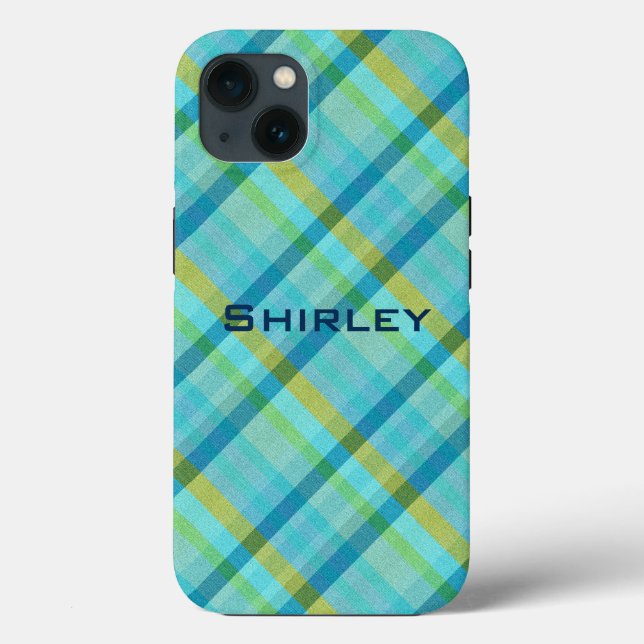 Blau Kariert von Shirley Taylor Case-Mate iPhone Hülle (Rückseite)