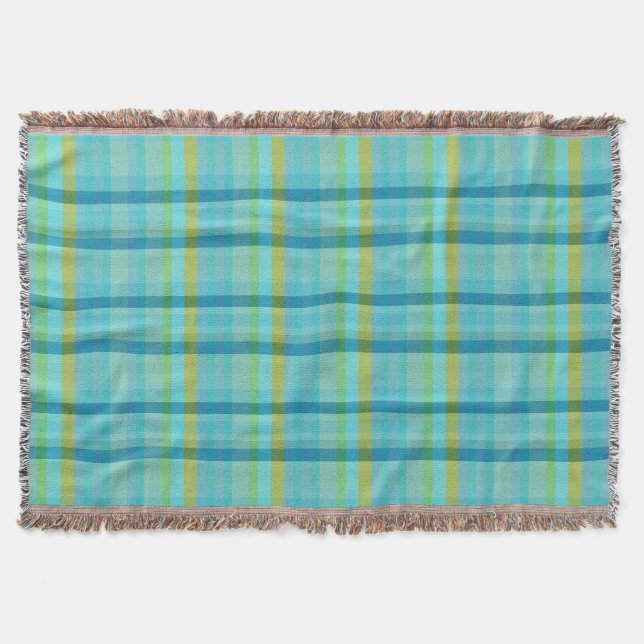 Blau Kariert von Shirley Taylor Decke (Vorderseite)