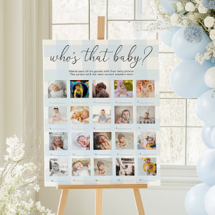 Blau kariert Wer ist das Baby 20 Foto Spiel Poster