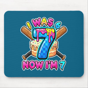Blau karierter Ich war 6 jetzt bin ich 7 Geburtsta Mousepad