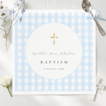 Blau kariertes Baby-Taufpapier