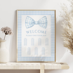 Blau kariertes Fliege Baby-Junge-Shower Sitzordnun Poster