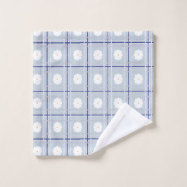 Blau kariertes Gänseblümchen-Muster Badhandtuch Set