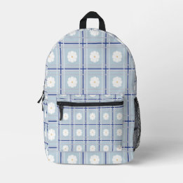 Blau kariertes Gänseblümchen-Muster Bedruckter Rucksack