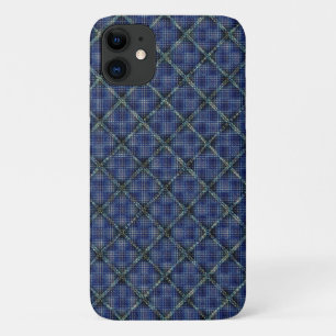 Blau kariertes Quadrat mit pixeligen Punkten Case-Mate iPhone Hülle