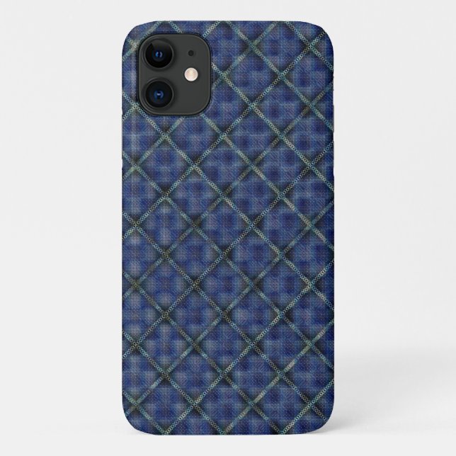 Blau kariertes Quadrat mit pixeligen Punkten Case-Mate iPhone Hülle (Rückseite)