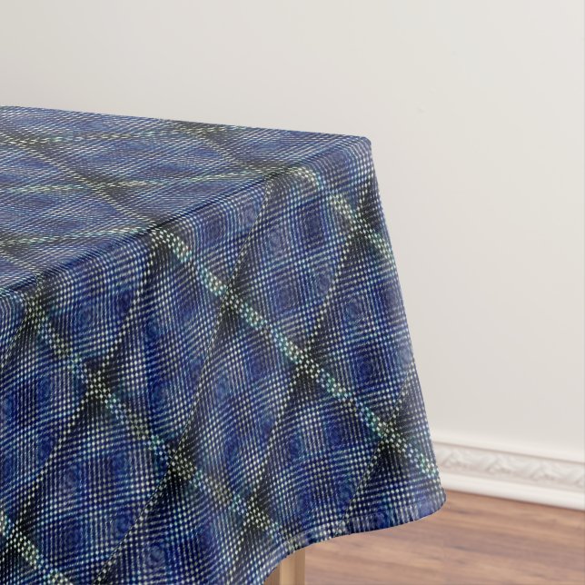 Blau kariertes Quadrat mit pixeligen Punkten Tischdecke (Beispiel)