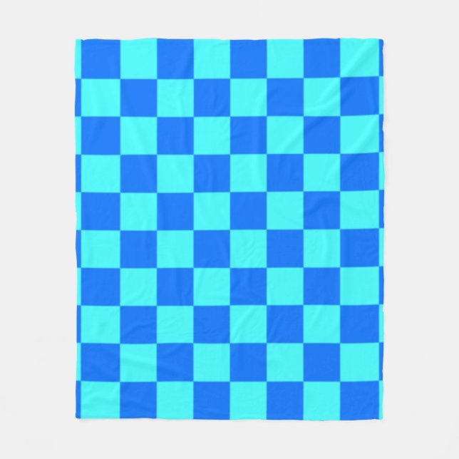 Blau kariertes Quadratmuster  Fleecedecke (Vorderseite)