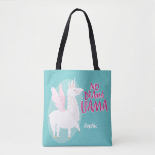 Blau kein Drama-Lama  Unicorn-Lama personalisiert Tasche