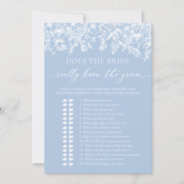 Blau kennt die Braut wirklich das Groom Game Einladung (Vorderseite)