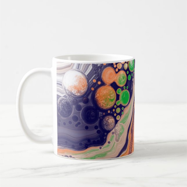 Blau, Koralle und Grüne Farbflüsse Kunst Kaffeetasse (Links)