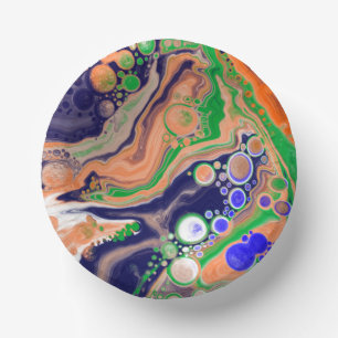 Blau, Koralle und Grüne Farbflüsse Kunst Pappteller