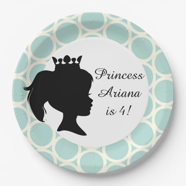 Blau kreist Prinzessin Custom Birthday Paper Pappteller (Vorderseite)