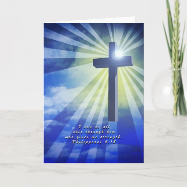 Blau-Kreuz 4:13 mit 10014 Bibel-VersPhilippians Karte (Vorderseite)