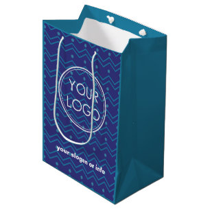 Blau   Kundenspezifische Logowerbung Mittlere Geschenktüte