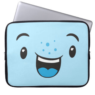 Blau lächelnd Kawaii Face Laptop Sleeve