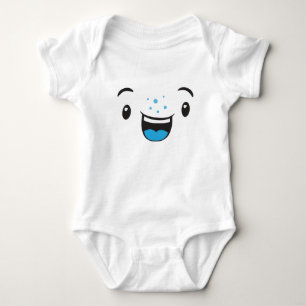 Blau lächelnd Kawaii Gesicht Kinder Kleidung Baby Strampler