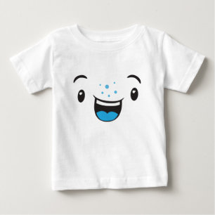 Blau lächelnd Kawaii Gesicht Kinder Kleidung Baby T-shirt