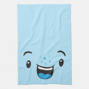 Blau lächelnd Kawaii Gesicht Küchentuch
