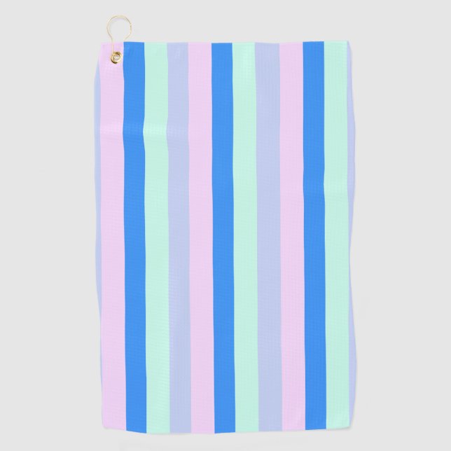 Blau, Lavendel, Rosa und Pastellfarben Grüne Strei Golfhandtuch (Vorderseite)
