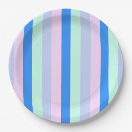 Blau, Lavendel, Rosa und Pastellfarben Grüne Strei Pappteller