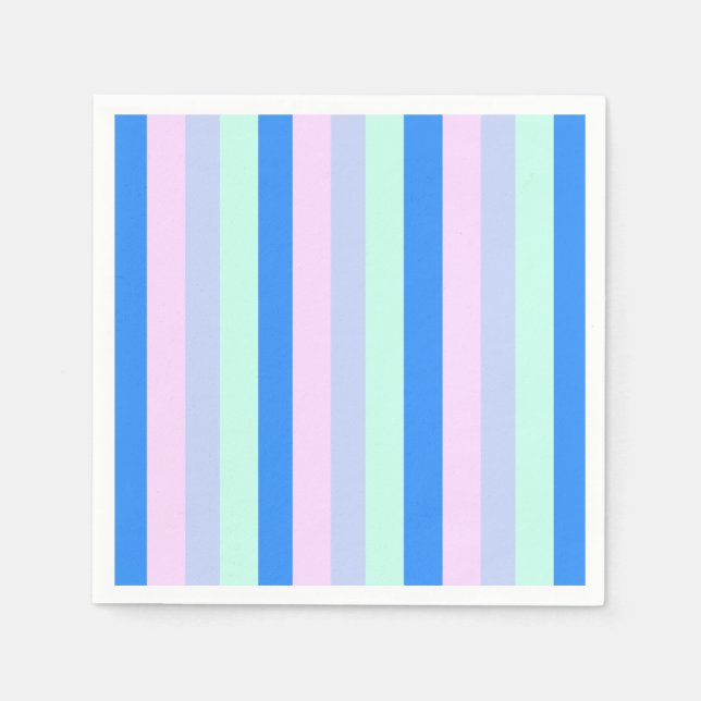 Blau, Lavendel, Rosa und Pastellfarben Grüne Strei Serviette (Vorderseite)