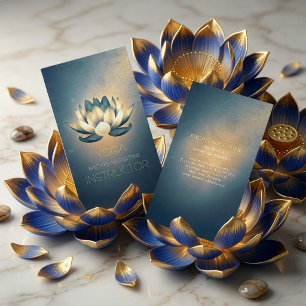 Blau leuchtender Lotos und OM-Symbol Yoga-Lehrer Visitenkarte